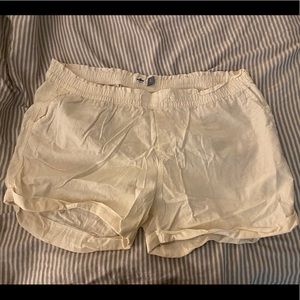 White linen shorts
